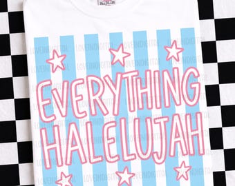 Everyday Everything Hallelujah PNG Digital Design Girly Trendy Kid Design Women Pink Preppy Prep Print Summer Bay Coastal Watercolor Stripes