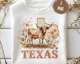 Texas Longhorn PNG, diseño de camiseta del oeste (descarga digital)