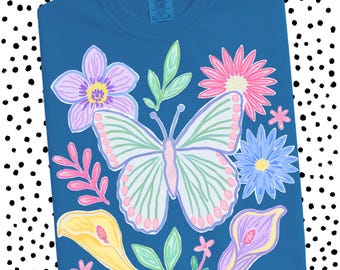 Butterfly Flower PNG, Floral and Leopard Print Sublimation Design, Gold Splatter Summer Trendy Png Design
