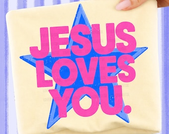 Everyday Christian Jesus Loves You PNG Digital Design Girly Trendy Kid Design Women Pink Preppy Prep Print Summer Bay Coastal Watercolor