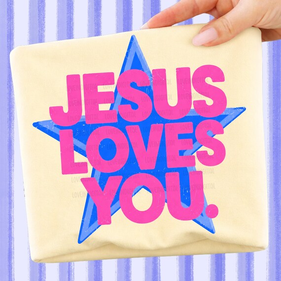 Everyday Christian Jesus Loves You PNG Digital Design Girly Trendy Kid Design Women Pink Preppy Prep Print Summer Bay Coastal Watercolor