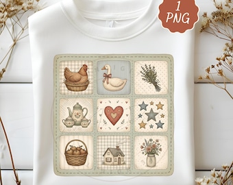 Diseño PNG de inspiración vintage, Gallina en el nido, Abuela Core PNG, Decoración de segunda mano PNG, Diseño de camiseta Gigi, Cottagecore PNG, Diseño de moda, Digital