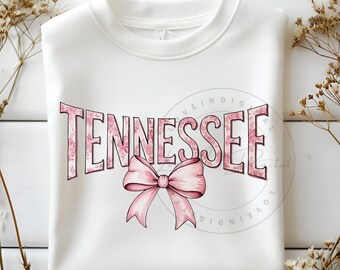 Tennessee State Floral Toile rosa Aquarell kokett Bogen Clip Art druckbare Dtf Dtg Sublimationsdesign INSTANT DOWNLOAD, digitale Png-Datei