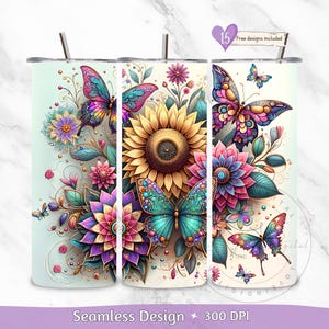 Celestial Boho Spring Butterfly 20 oz Skinny Tumbler Sublimation Design Digital Download PNG Instant DIGITAL ONLY, Tumbler Wrap