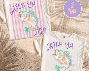 Preppy Catch Ya Later Png, Summer Vibes, Trendy Summer png, Colorful Fish Graphic, Summer Beach Fishing Design, Colorful Summer Beach png