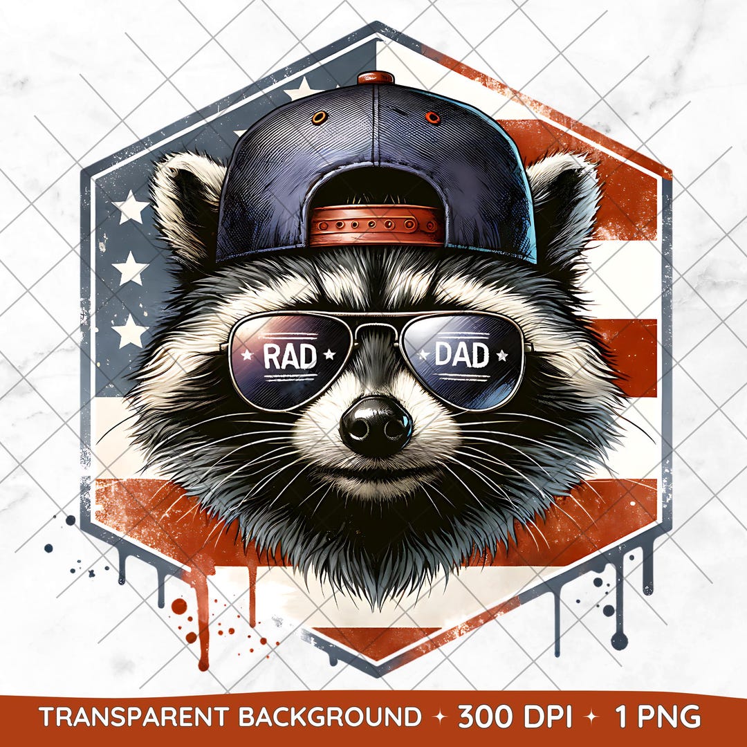 Rad Raccoon Dad PNG, Camo Father's Day Sublimation (digital Download ...