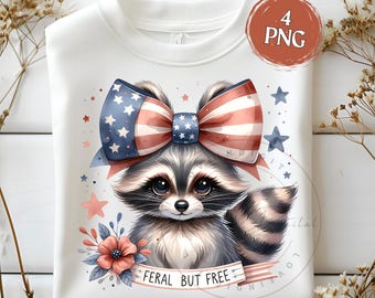 Patriotic Raccoon PNG, Funny 4th of July Sublimation Design (Digital File)