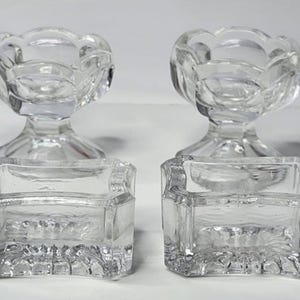 Vintage Clear Glass Salt Cellars Lot Pedestal Tulip & Rectangular Footed Dips