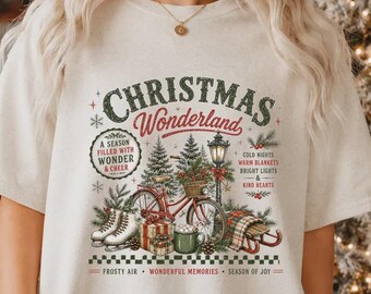 Vintage Christmas Wonderland Shirt,Nostalgic Winter Wonderland Comforr Colors T-shirt, Cozy Christmas Sweatshirt, , Retro Holiday Tee