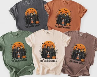 The Golden Ghouls Shirt, Funny Halloween T-shirt, Retro Halloween Sweatshirt, Spooky Skeleton Tees, Halloween Cozy Fall Top