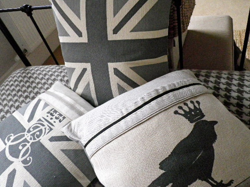 Helkat Classic Greys Reversible Union Jack Cushion Cover Etsy