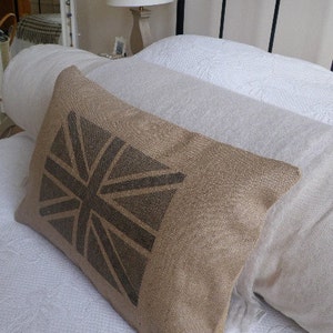 Hand screen printed  greys inset union jack flag cushion cover