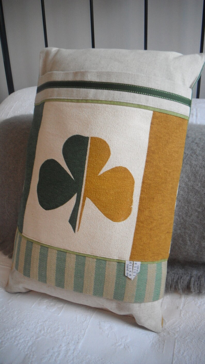 Hand Printed Irish Shamrock Tricolour Flag Cushion Cover Etsy