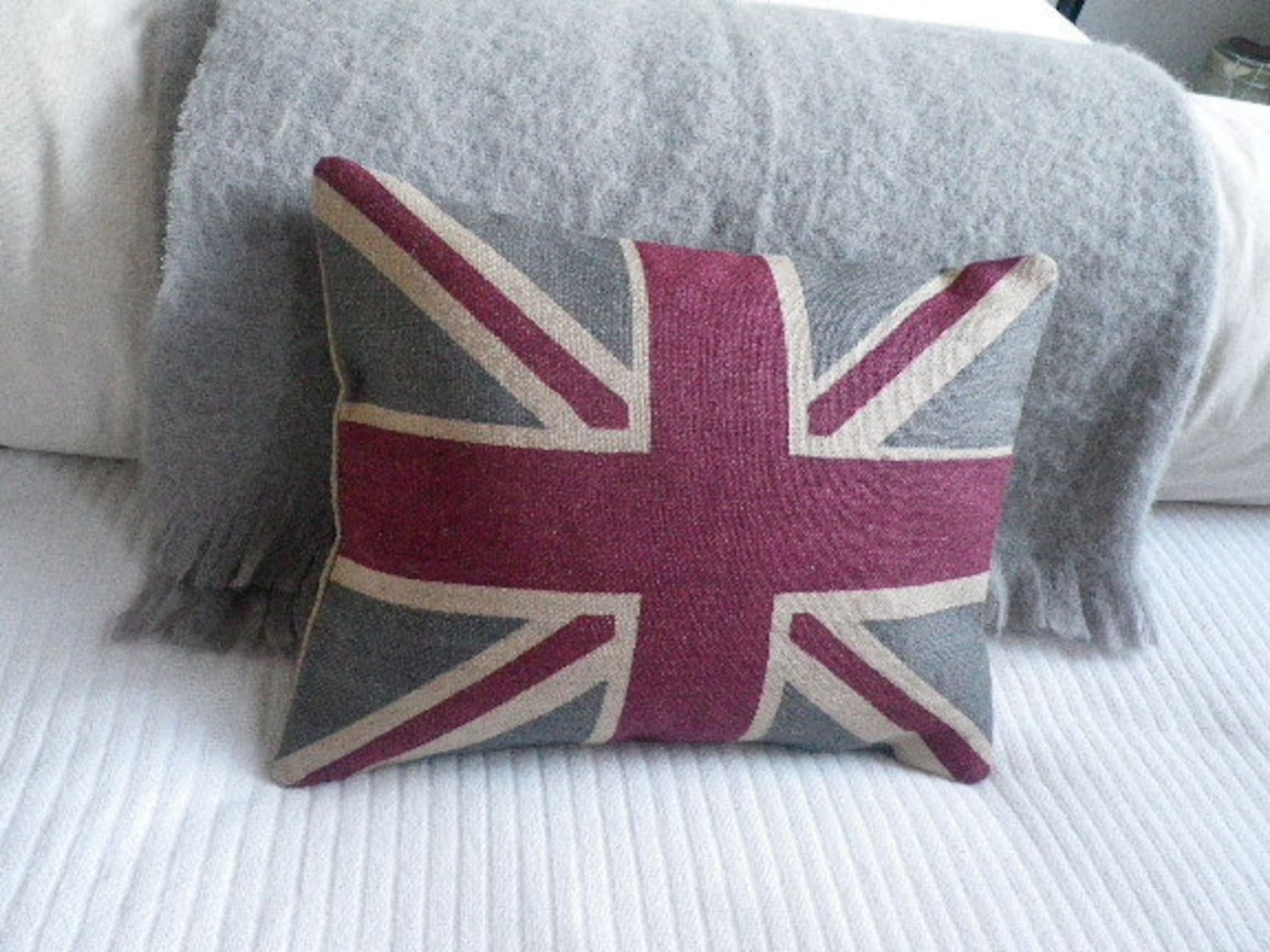 Hand Printed Rustic Union Jack Cushion Cover Etsy