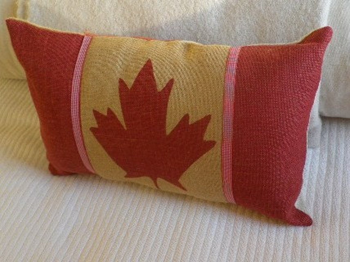 Hand printed vintage inspired Canadian flag cushion cover Etsy
