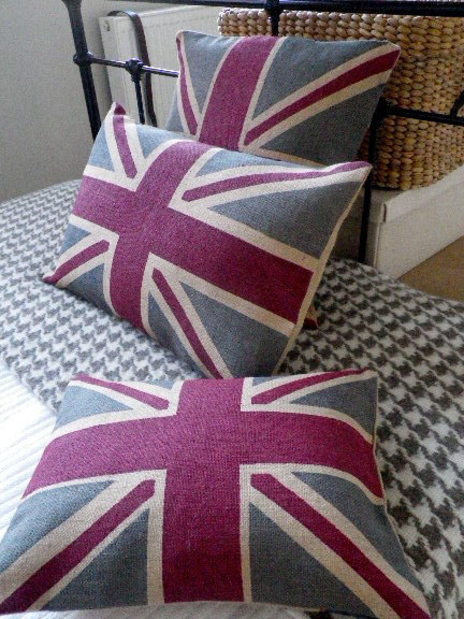 Hand Printed Rustic Union Jack Cushion Cover Etsy