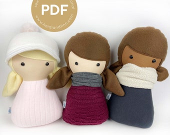 Mini Pals CUDDLE DOLL, cuddle doll pattern, sewing pattern, soft doll pattern, pdf sewing pattern, toy pattern, plush doll pattern, doll pdf