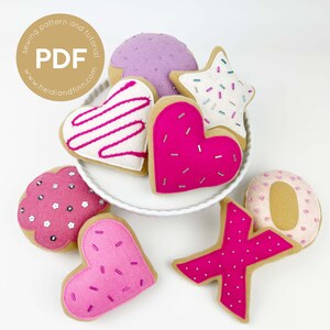 NEW  Valentine Cookies Plush toy Ornaments sewing pattern toy felt fleece softie stuffed doll felt food play cookie
