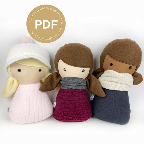 Mini Pals CUDDLE DOLL, cuddle doll pattern, sewing pattern, soft doll pattern, pdf sewing pattern, toy pattern, plush doll pattern, doll pdf