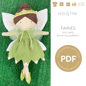 Mini Pals FAIRY doll sewing pattern, doll sewing pattern, toy pdf sewing pattern, plush doll pattern, fairy doll sewing pattern, doll pdf