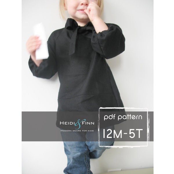 Girly little blouse pattern and tutorial PDF 12M-5T easy sew epattern