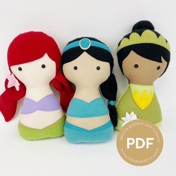 Princess doll pattern, cuddle doll pattern, sewing pattern, soft doll pattern, pdf sewing pattern, toy pattern, plush doll pattern, doll pdf