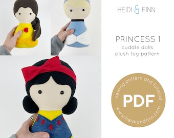 Princess doll pattern, cuddle doll pattern, sewing pattern, soft doll pattern, pdf sewing pattern, toy pattern, plush doll pattern, doll pdf