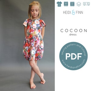 Cocoon dress sewing pattern, pdf sewing pattern, tunic pattern, easy sew dress, kids dress pattern, cocoon pdf pattern, baby dress pattern