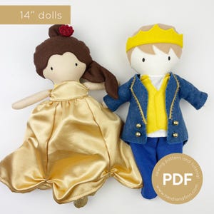 La bella e la bestia modello di cucito, mini amici, modello di cucito bambola, modello pdf, bambole delle fiabe, peluche belle, giocattolo bestia, pdf digitale