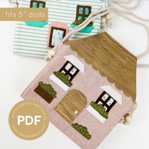 Pocket Pals Dollhouse BAG, casa de boneca portátil, casa de boneca de tecido, molde de costura para casa de boneca macia, molde de costura para casa de boneca, mini transportadora de boneca