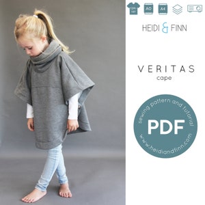 Veritas cape, poncho sewing pattern, holiday jacket pattern, PDF sewing pattern, coat sewing pattern, cape sewing pattern, easy to sew cape