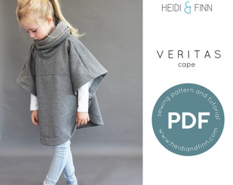 Veritas cape, poncho sewing pattern, holiday jacket pattern, PDF sewing pattern, coat sewing pattern, cape sewing pattern, easy to sew cape