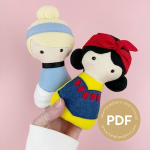 MINI cuddle dolls, princess doll pattern, doll sewing pattern, soft doll pattern, pdf sewing pattern, toy doll pattern, gift for baby, plush