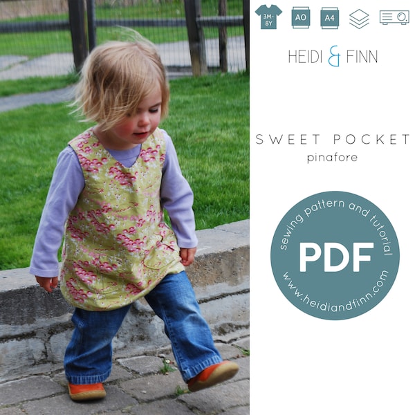 Pinafore sewing pattern, crossback top sewing pattern, pinafore pdf pattern, child pinafore, easy to sew for child, handmade baby gift