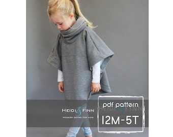 Veritas cape poncho pattern and tutorial 12m-5t holiday jacket coat bolero PDF