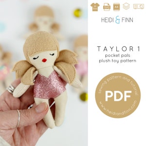 Mini doll pattern, TAYLOR 1, pocket pals, toy doll, doll ornament, 5 inch doll, dollhouse sewing pattern, dollhouse doll, tiny doll pattern