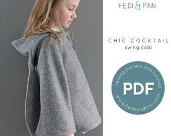 Chic Cocktail Swing Coat, swing coat pdf pattern, holiday coat sewing pattern, fancy coat pattern, swing coat pattern, child coat pattern