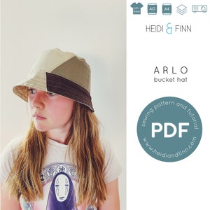 ARLO hat, bucket hat sewing pattern, digital sewing pattern, summer hat pattern, pdf sewing pattern, zipper hat pattern, easy bucket hat pdf