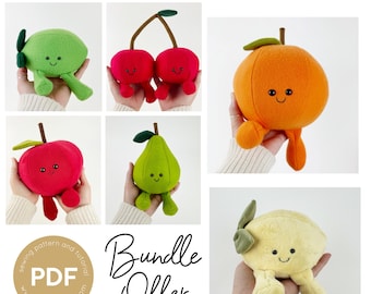 Fruit Plush Sewing Pattern Bundle: Apple, Pear, Cherry (PDF Pattern)