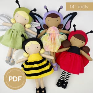 Mini Pal Garden doll, doll sewing pattern, pdf sewing pattern, butterfly sewing pattern, easy sew pattern, digital download, summer doll pdf