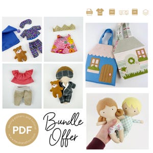 Baby doll BUNDLE, baby doll sewing pattern, pdf sewing pattern, tiny doll sewing pattern, dollhouse sewing pattern, doll clothing pattern