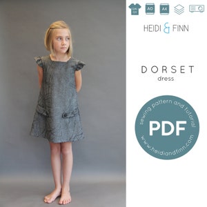 Dorset Kleid Schnittmuster, PDF Schnittmuster, einfaches Kleid Schnittmuster, Sommerkleid Schnittmuster, einheitliches Schnittmuster, einheitliches Kleid Bild 1