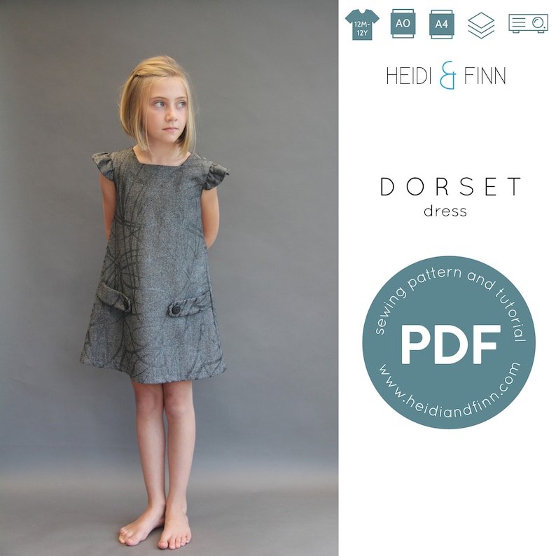 Dorset Kleid Schnittmuster, PDF Schnittmuster, einfaches Kleid Schnittmuster, Sommerkleid Schnittmuster, einheitliches Schnittmuster, einheitliches Kleid Bild 1