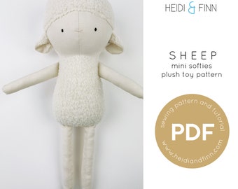 Sheep doll sewing pattern, Mini Softie pattern, lamb sewing pattern, sheep pdf pattern, plush doll pdf, lamb doll, easy to sew sheep doll