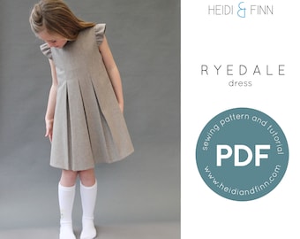 Ryedale dress, sewing pattern, PDF pattern and tutorial, tunic sewing pattern, pinafore, pleated dress pattern, jumper pdf pattern, uniform