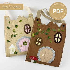 Casa de muñecas de hadas, casa de muñecas portátil, casa de muñecas de tela, patrón de costura para casa de muñecas suave, patrón de costura para casa de muñecas, mini transportín para muñecas de hadas