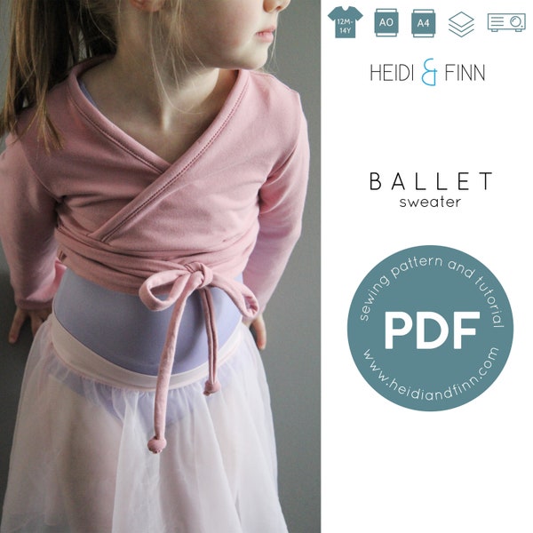 Ballet sweater sewing pattern, PDF sewing pattern, ballet shrug pattern, dance sweater, dance wear sewing pattern, ballet wrap pdf pattern