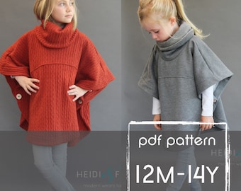 Veritas cape poncho pattern and tutorial 12m-14y holiday jacket coat bolero PDF