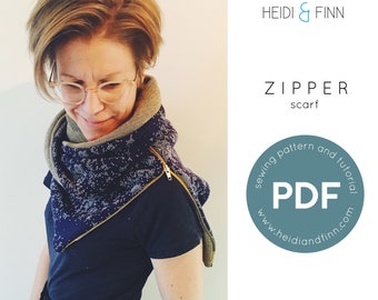 Zipper wrap scarf, scarf sewing pattern, triangle wrap, scarf pdf pattern, how to sew, zipper wrap,  Infinity hood,  shawl pattern, cowl pdf