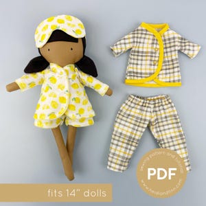 Mini Pals Dress up Set #5 SWEET DREAMS, Puppen Pyjama Schnittmuster, Puppenkleidung Schnittmuster, Puppen Pj&#39;s, Puppenpyjama, Kleiderschrank Schnittmuster